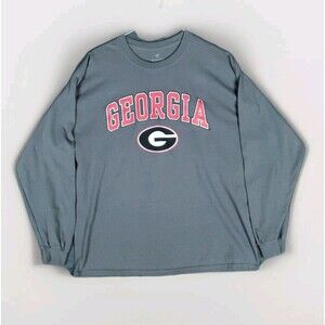 Georgia Bulldogs T Shirt Adult Mens XL Gray Pullover Long Sleeve Football